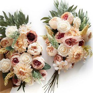 Wedding Artificial Flowers Combo Box Set for DIY Wedding Bridal Bouquets Fake